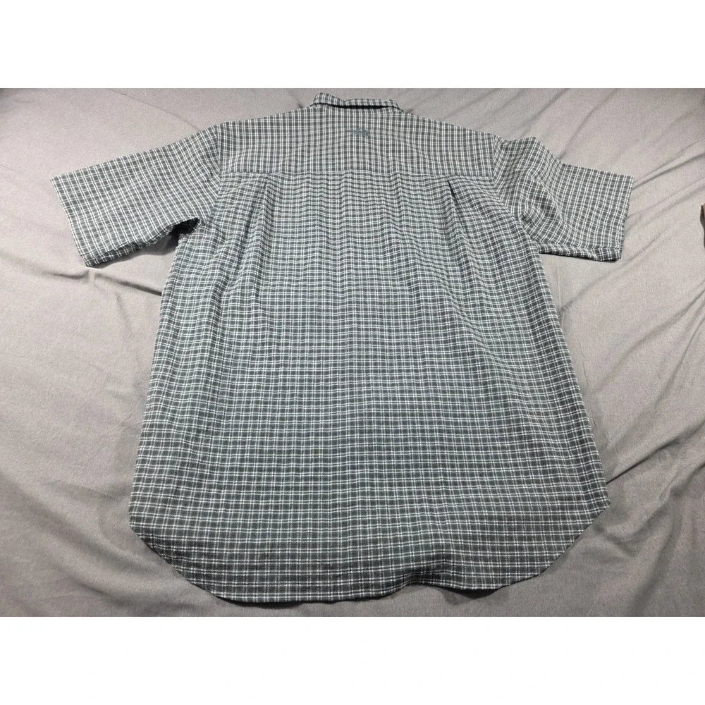 The North Face Seersucker Shirt Mens Large Bluish‎ Green Plaid Short Sleeve